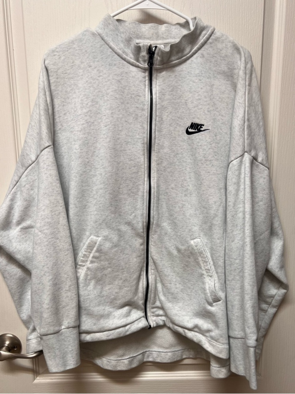 Nike Light Heather Gray Full-Zip Jacket with Black Swoosh